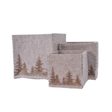 Aufbewahrungsbox  Polyester Ordnungsbox Bergszene braun 3-er Set