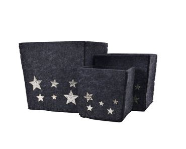 Aufbewahrungsbox Ordnungsbox Polyester Sterne schwarz 3-er Set