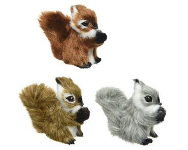 Dekofigur Eichhörnchen polyester grau/braun/beige L.7.5cm H.8cm 