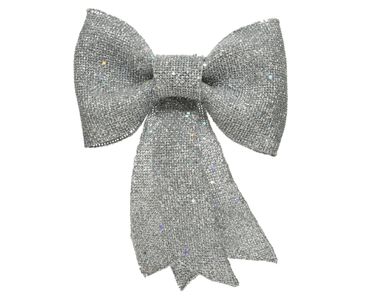 Schleife Plastik Glitter L.5cm W.22cm H.30cm silber