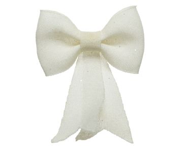 Schleife Plastik Glitter L.5cm W.22cm H.30cm weiß