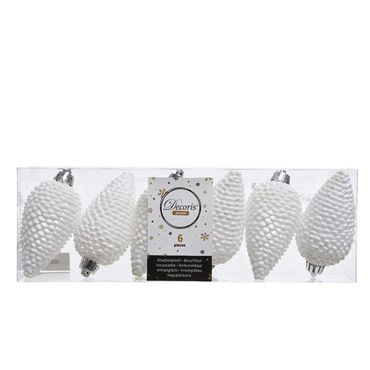 Christbaumschmuck Zapfen bruchfest Ø 4,5 cm H 8 cm 6 Stück weiß