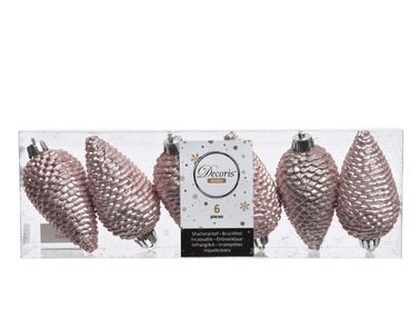 Christbaumschmuck Zapfen bruchfest Ø 4,5 cm  H 8 cm 6 Stück rosa