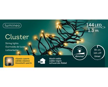 LED Clusterbeleuchtung Outdoor L.130cm 144L transparent/warm weiss
