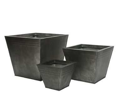 Topf Blumentopf Pflanztopf Zink eckig schwarz antik 3er Set