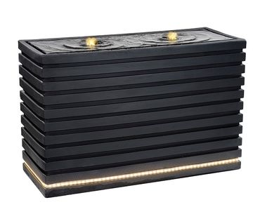 Brunnen Gartenbrunnen Springbrunnen Zierbrunnen Zimmerbrunnen Fieberglas LED anthrazit Weite 88cm Höhe 55 cm