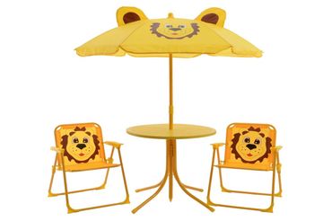 Kindergartenset Löwe Polyester gelb Tisch / Schirm / 2 Stühle