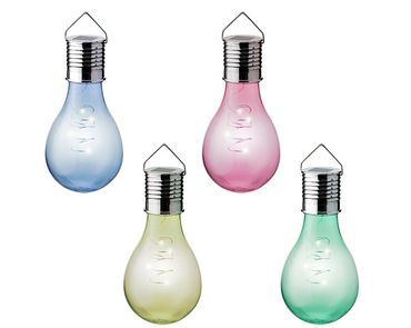 Solar Birne plastik Dauerbetrieb 4 Farben Ø8cm H.14cm Stückpreis