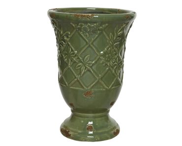 Topf Übertopf Pflanztopf Blumentopf Shabby Chic grün Terrakotta Ø 21cm / Höhe 30cm