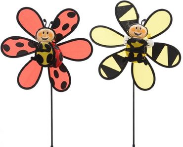 Gartenstecker Windmühle Biene Marienkäfer - Stückpreis