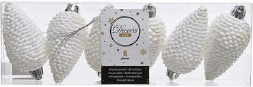 Christbaumschmuck Zapfen bruchfest Ø 4,5 cm H 8 cm 6 Stück weiß