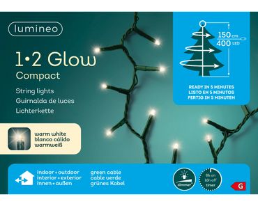 LED 1-2 Glow Compact Lichterkette L.150cm 400L grün/warmes weiss