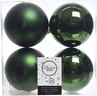Christbaumkugeln Weihnachtskugeln bruchfest Ø 10 cm 4 Stück piniengrün matt/glänzend