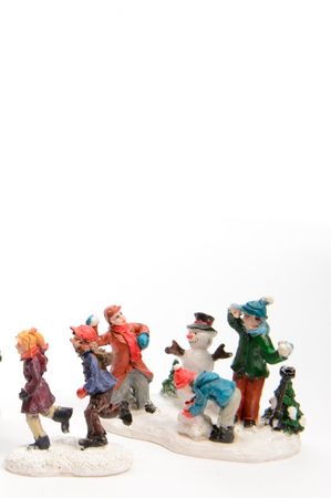Figuren Dekofiguren Schneemann mit Kinder/Hund 2 er Set
