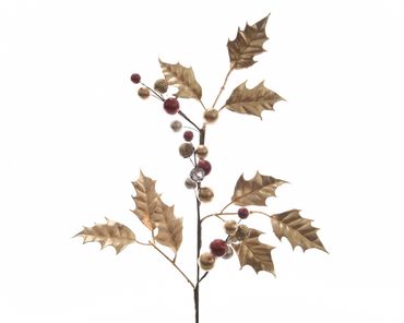 Deko zweig Ilex gold, Kunstblumen, Tischdeko H: 55 cm