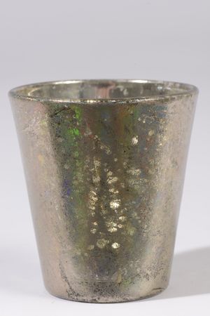 Teelichhalter Windlicht Glas Eisfinish satin silber Ø8 cm H7,5 cm