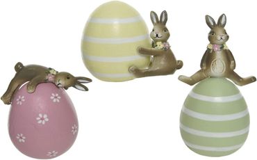 Ei Holz Osterei mit Osterhase 3er Set