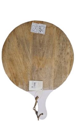 Schneidebrett Mangoholz 32 x41,5x 2 cm Griff weiß rund