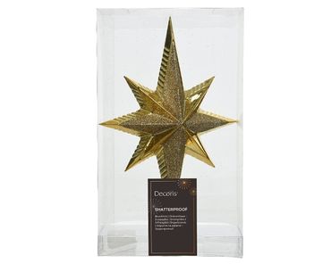 Christbaumschmuck Christbaumspitze bruchfest gold glitter H 25,5 cm