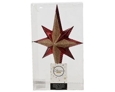 Christbaumschmuck Christbaumspitze bruchfest rot glitter H 25,5 cm