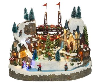 LED Winterszene Karussell mit beweglichen Teilen