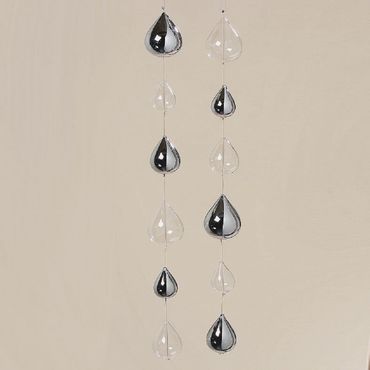 Girlande Tropfen Glas transparent / silber L 60 cm Stückpreis