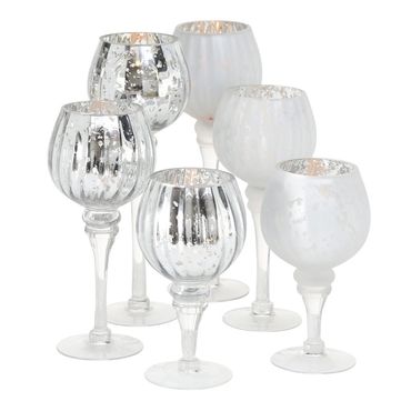 Windlicht Minou Glas H 20/25/30cm silber matt/glänzend 3er Set
