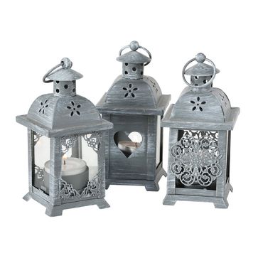 Laterne Paulina H/B/L 14/5/5cm grau Metall Stückpreis