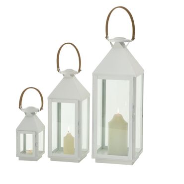 Kerzenlaterne Rana H.25/55cm Eisen weiß 3er-Set