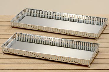 Dekotablett Manta L.45/50 B.18/20 cm Eisen Silber 2er Set