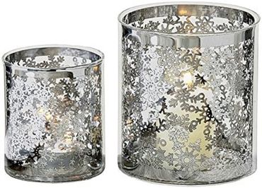 Windlicht Slana S/2 H8-10cm Metall silber 2er Set
