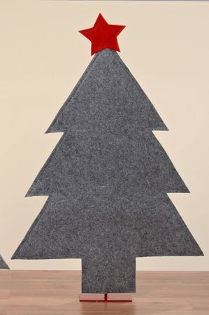 Baum Dekobaum aus Polyester grau mit rotem Stern  H 120 cm
