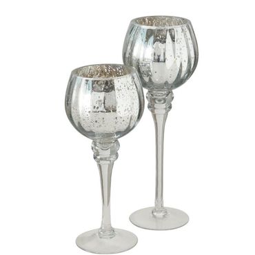 Windlicht Minou lackiert silber metallic  H 30em 2er Set