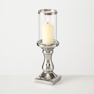 Windlicht Kerzenständer Maseru silber H31 cm Steingut