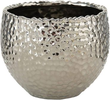 Übertopf Lajos Steingut  H.10 cm Ø.13 cm silber