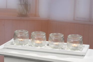 Windlicht Set Luis Holz Glas weiß L40 cm 6 teilig