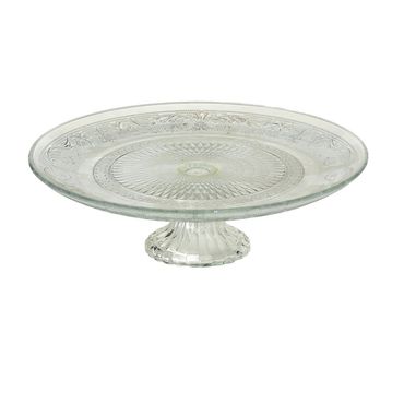 Tortenplatte Servierplatte Etagere Relief D25cm Glas klar Stückpreis
