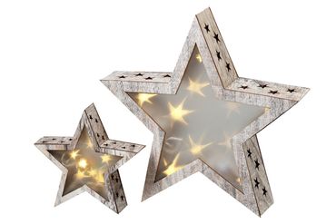 LED Dekostern Queenstown Holz Ø.20cm hellbraun/weiß Stückpreis