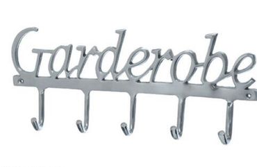 Garderobe Schriftzug silber Aluminium L.38 cm