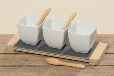 Servierschalen Set 7tlg Porzellan Servierplatte weiß