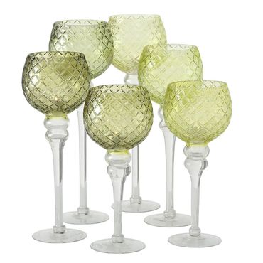 Windlicht Manou, 3 tlg., 2 sort., Set 3 Glas grün/hellgrün H30/35/40cm