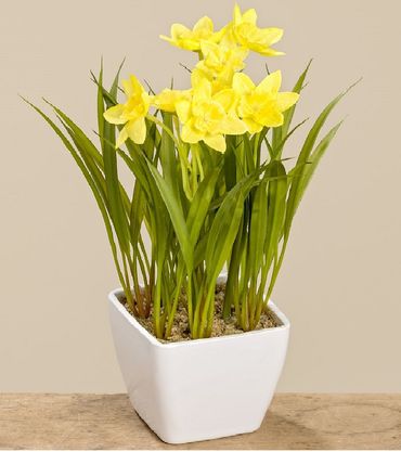 Osterglocke Kunstblume im Topf Deko Frühling Frühlingsblume