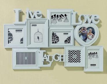 Bilderrahmen Fotorahmen Live Love Laugh 7er 76x49cm weiss Kunststoff