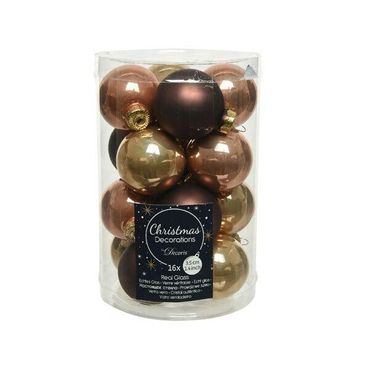 Christbaumkugeln Weihnachtskugeln Glas Ø 3,5 cm 16 Stück hell braun mix
