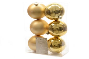 Christbaumkugeln Weihnachtskugeln bruchfest Ø 8 cm 6 Stück gold glanz / matt