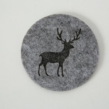 Untersetzer Tjark Polyester Motiv Hirsch  Ø 10 cm 6 tlg