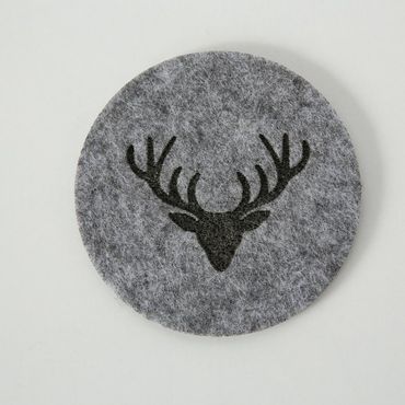 Untersetzer Tjark Polyester Motiv Hirschkopf  Ø 10 cm 6 tlg