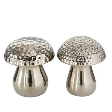 Dekoaufsteller Sylvio Pilz 2 sort. H.12 cm Steingut silber Stückpreis