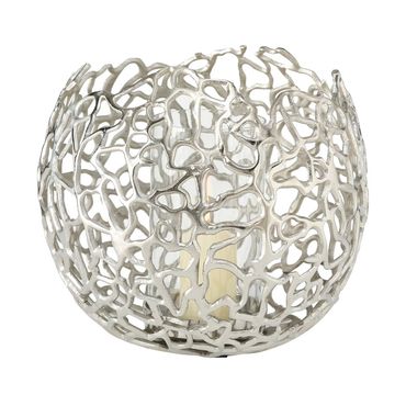 Windlicht Fidan Aluminium H 17cm silber Stückpreis