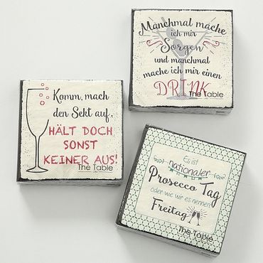 Cocktailservietten Drink Sekt Prosecco weiß schwarz rot 25 x 25 cm Stück